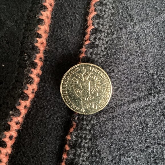 VTG Bayern-Walk Pure Wool Lady Jacket/Cardigan Navy Blue & Pink M #260C - Picture 8 of 12